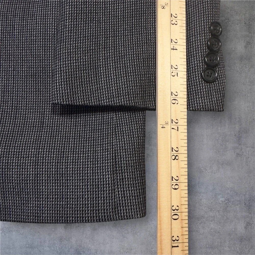 CHAPS Mens Blazer Sport Coat Two Button Casual Jacket 46L Gray 100% Lamb'sWOOL